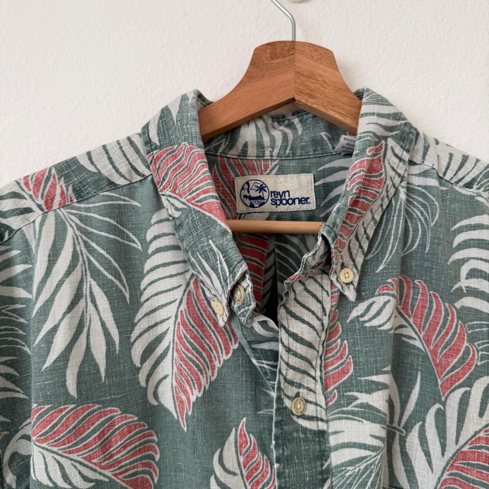 Reyn Spooner Aloha Shirt Palm Tree Leaf Tropical Short Sleeve Button Men’s XXL - Picture 2 of 11